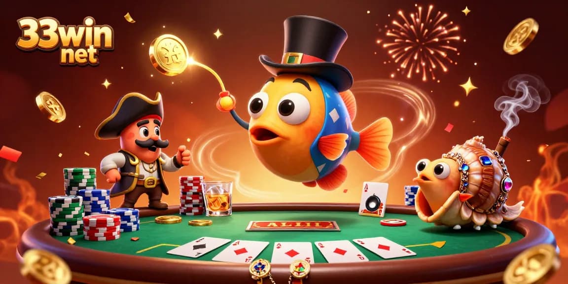 Experience the excitement of 33win net with vibrant characters in a dynamic casino scene