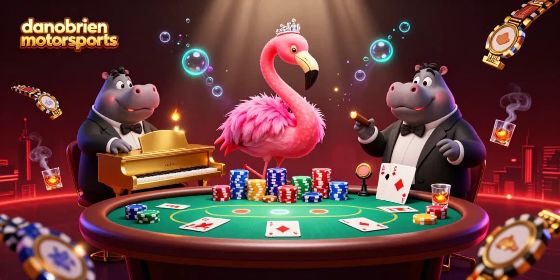Experience the fun of danobrienmotorsports with a vibrant casino scene featuring lively characters and poker elements.