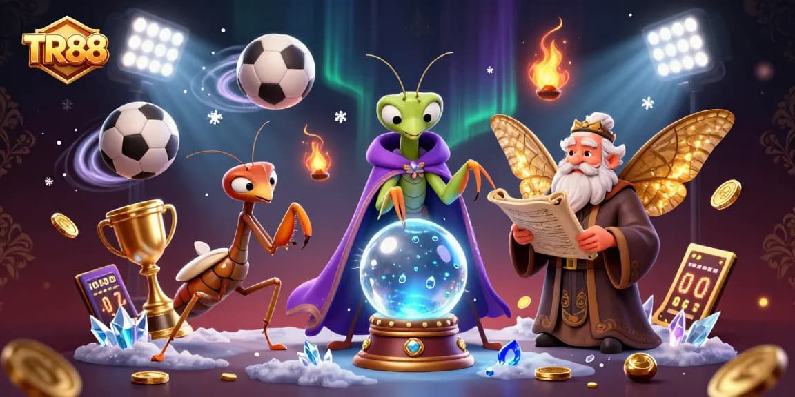 Experience TR88 with vibrant casino elements and a mystical fortune teller in 3D digital art.