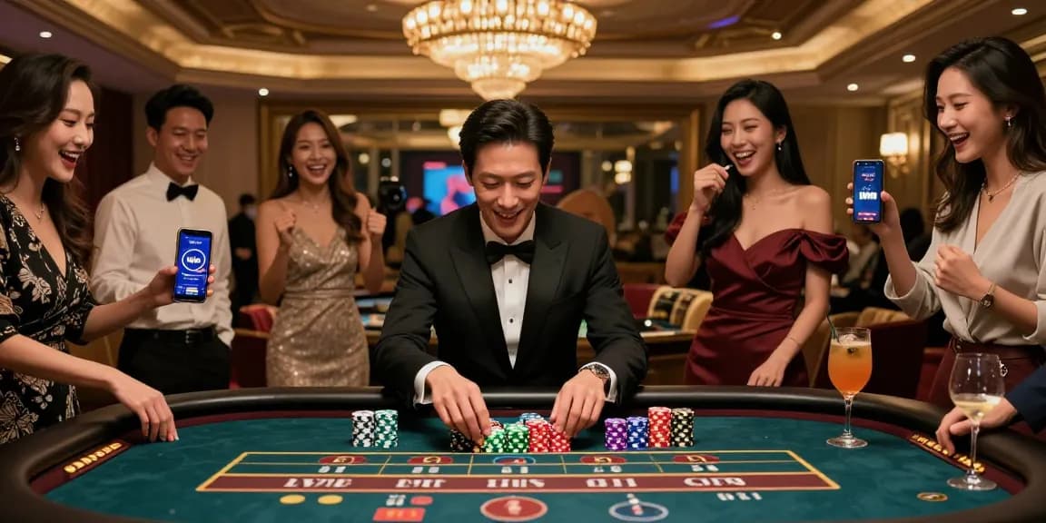 Exciting luxury casino gaming scene with iwin branding and vibrant atmosphere.