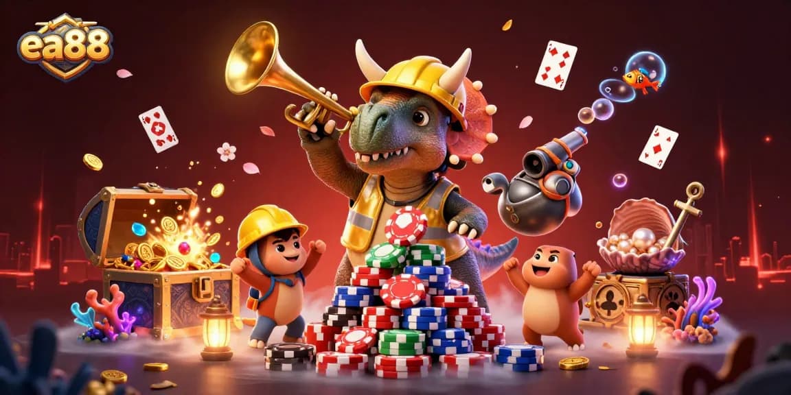 ea88 introduces a vibrant 3D casino celebration with characters and dynamic gaming elements