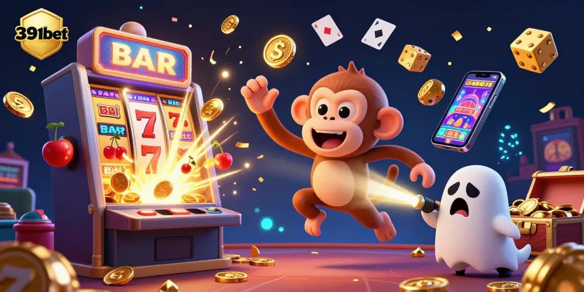 Experience the thrill of winning with 391bet's engaging casino atmosphere featuring playful characters and vibrant gaming action.