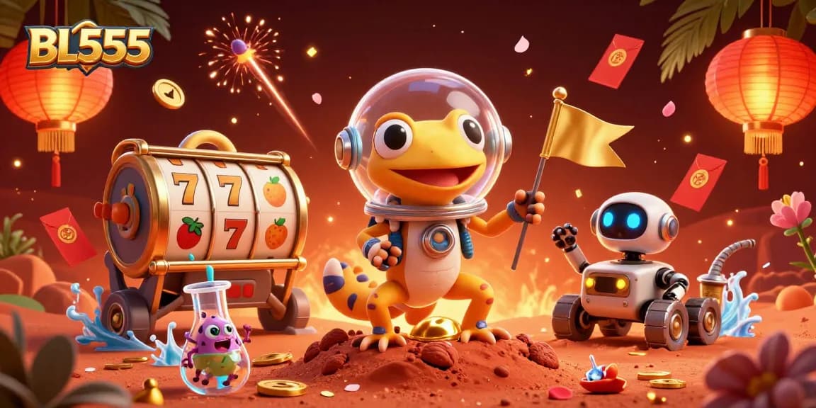 Experience thrilling gaming at BL555 with this captivating Martian casino illustration.