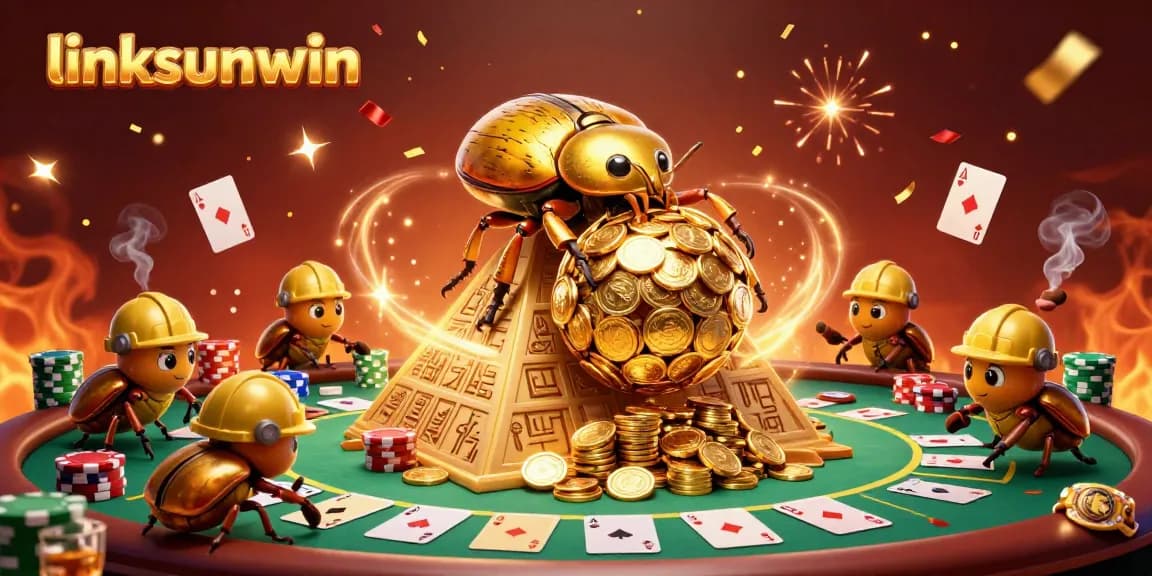 Roll a massive ball of coins with linksunwin as colorful poker chips burst around the scene.
