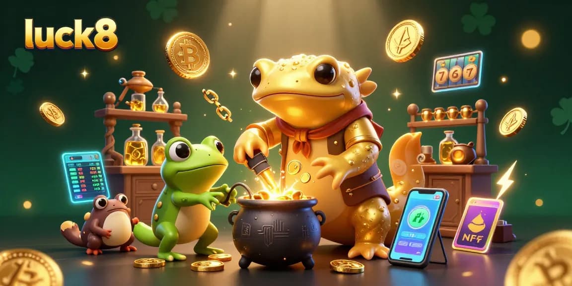 Engage with luck8 as the golden salamander alchemist turns base metals into riches in a lively casino scene.