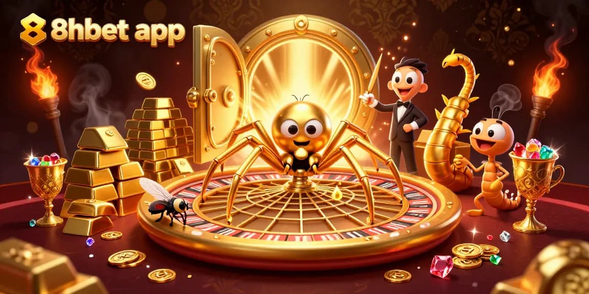 Experience the excitement of betting with the 8xbet app in this vibrant casino-themed illustration.