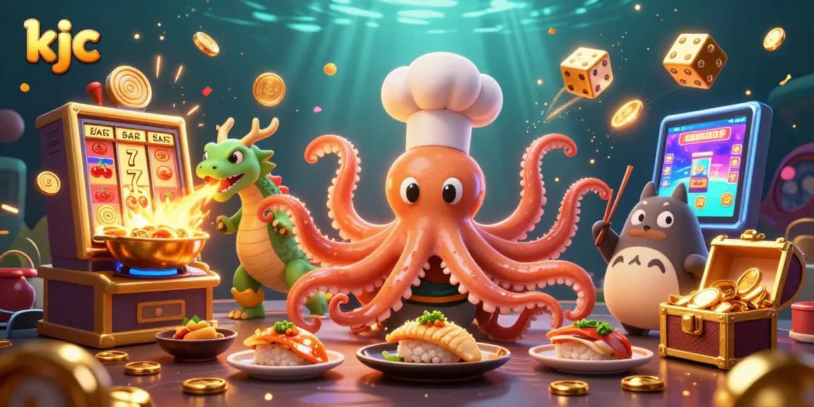 Experience gaming excitement with kjc's dynamic 3D casino illustration featuring engaging characters and vibrant elements.