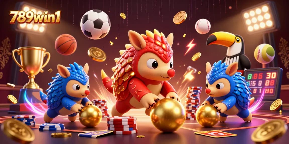 Experience thrilling gameplay at 789win1 with rival pangolins bowling through poker chips.