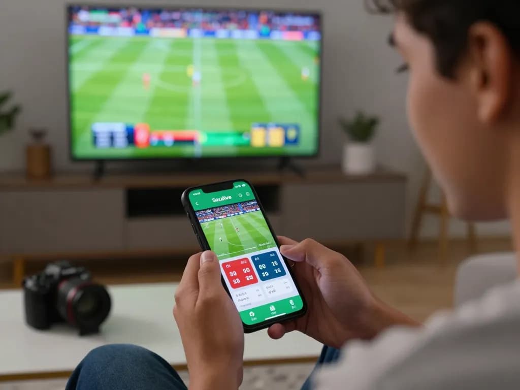 Socolive user placing live bets on football while watching a match at home.