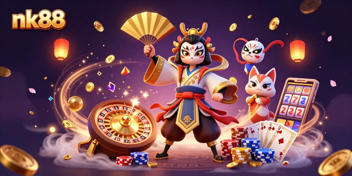 Experience the thrill at nk88, where fortune flows with vibrant casino elements and captivating characters.