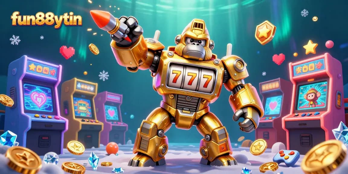 Experience fun88uytin as golden gorilla mech unleashes casino magic with vibrant arcade elements.