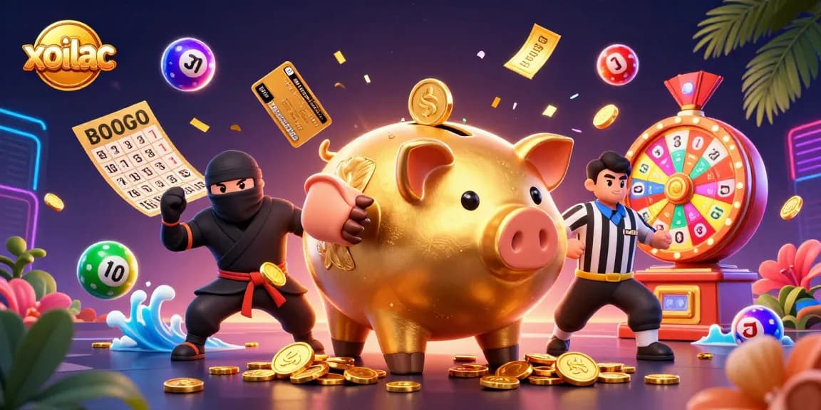 Xoilac sparks excitement with a visually rich display of dynamic character interactions in a vibrant casino scene.