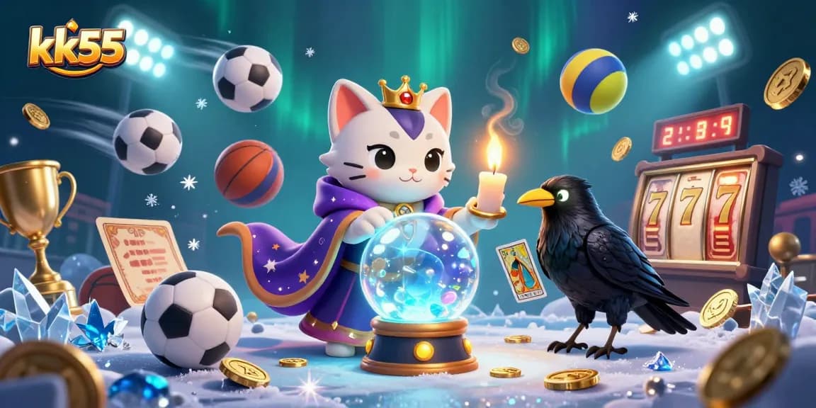Engage in top-notch gaming strategy with kk55's vibrant casino illustration featuring dynamic game elements.