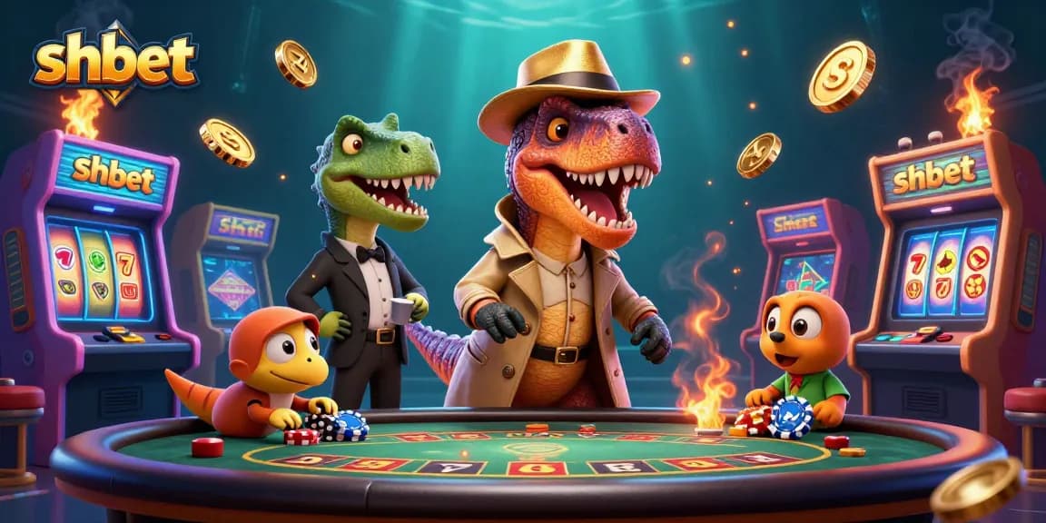 Engage in thrilling gameplay with shbet at a blackjack table featuring animated dinosaurs and vibrant game elements.
