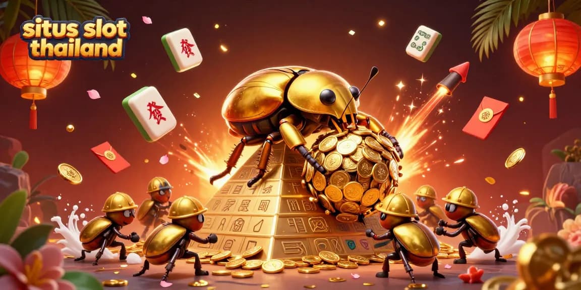 Activate your luck with the situs slot thailand promotion, featuring dazzling golden coins and festive casino symbols.