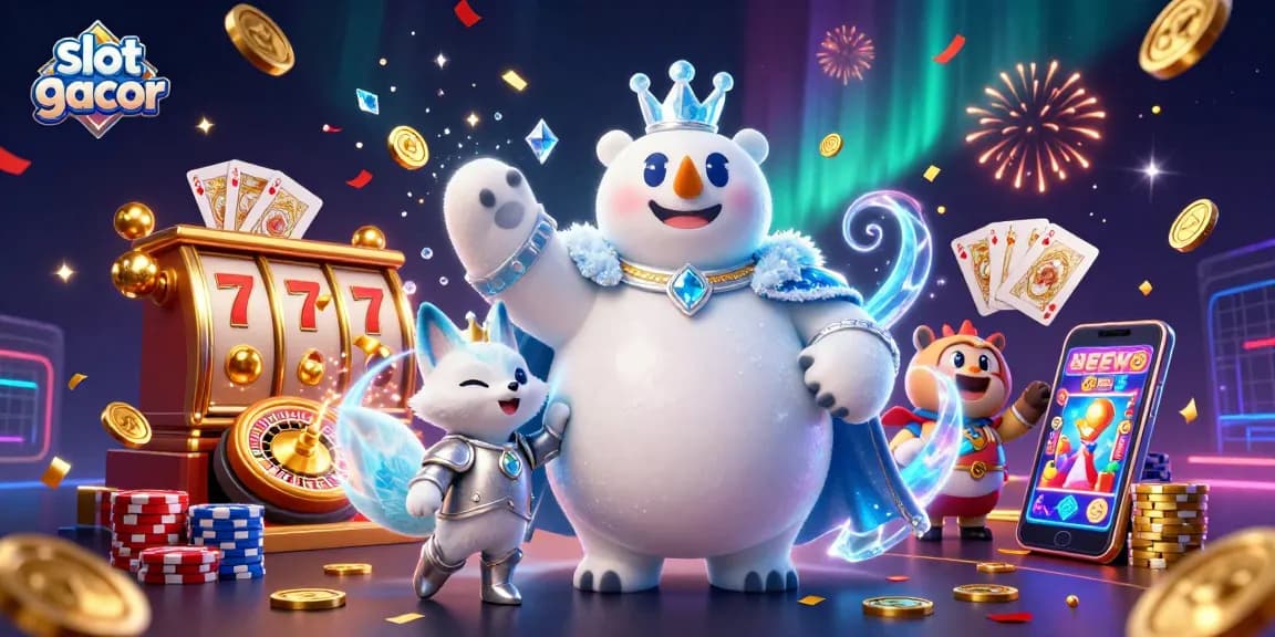 Engage with slot gacor adventures featuring the ice king and fox amidst a cascade of winning symbols.
