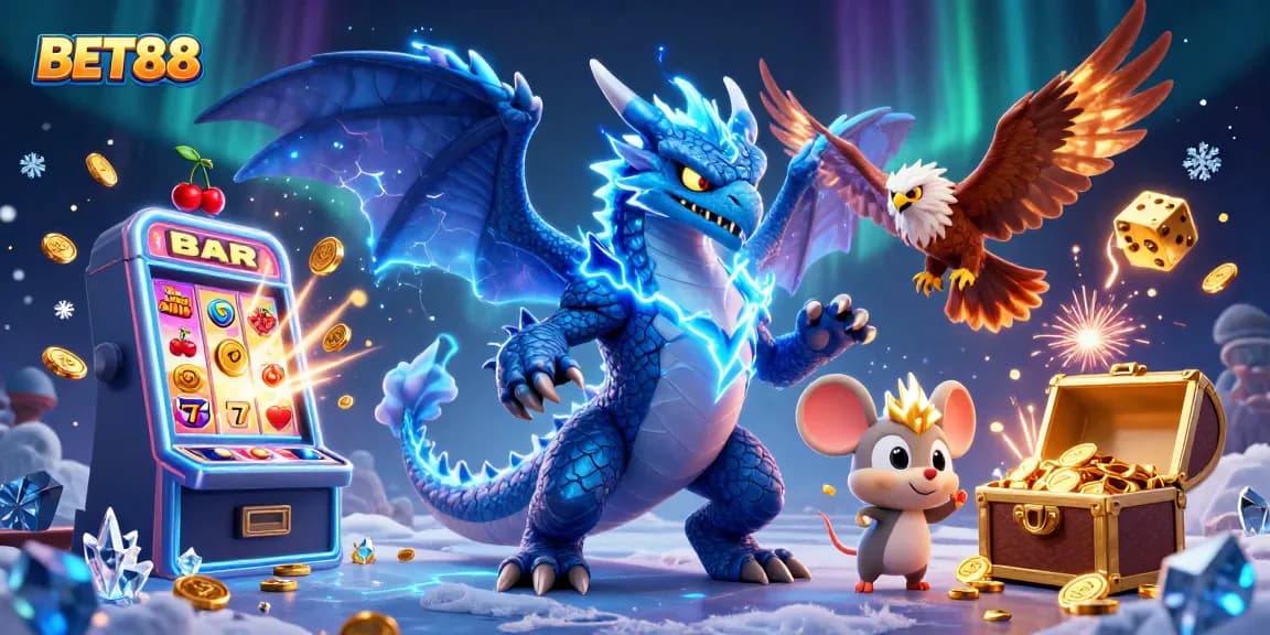 Experience the thrill of BET88 with an electrifying 3D scene of casino action and winning moments.