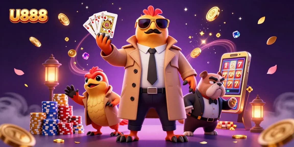 Experience thrilling gameplay with U888 as three raptors enter the VIP lounge in a game of chance.