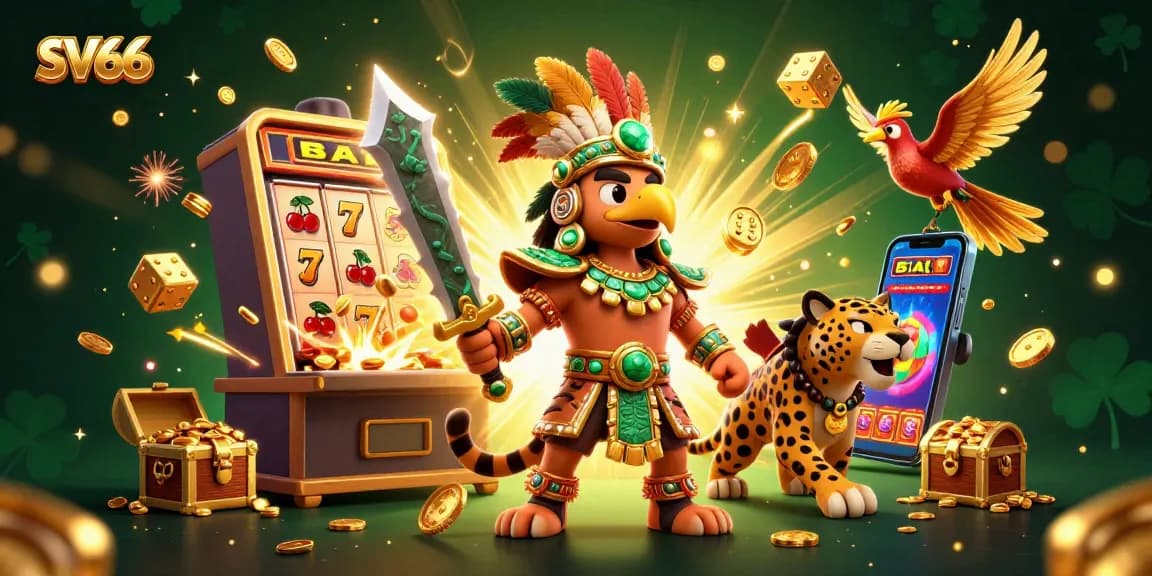 Experience exciting gameplay at SV66 with an ultra-detailed casino scene featuring jackpots and vibrant characters.