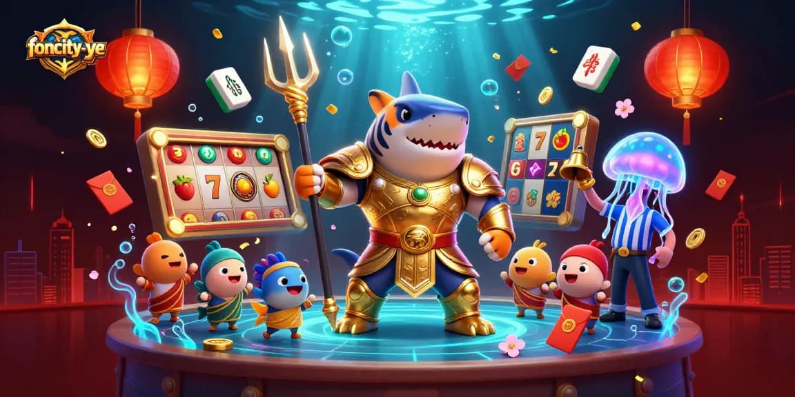 Experience gaming excitement with foncity-ye featuring a dynamic casino scene with themed characters and elements.