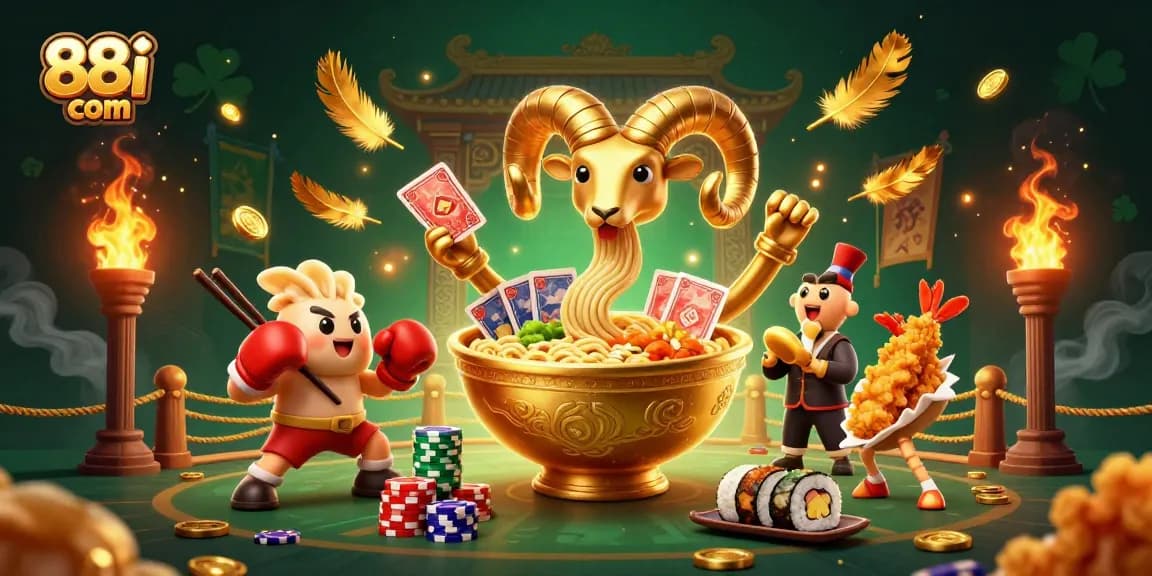 Experience thrilling gameplay at 88i com with vibrant characters amidst a lively casino scene.