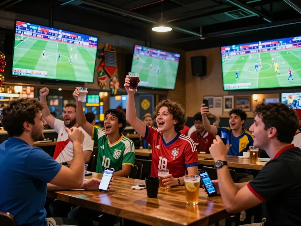 Fans cheering during a lively World Cup 2026 match, enhancing the sports betting thrill.