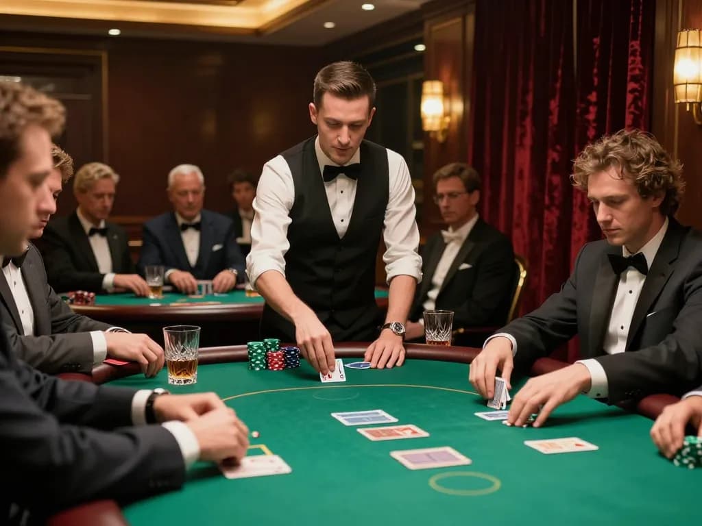 11win players strategizing over a poker game in a luxurious casino setting, showcasing excitement and competition.