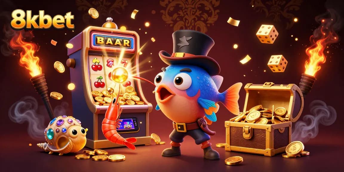 Experience gaming excitement with 8kbet's dazzling underwater scene of lucky characters and jackpots.
