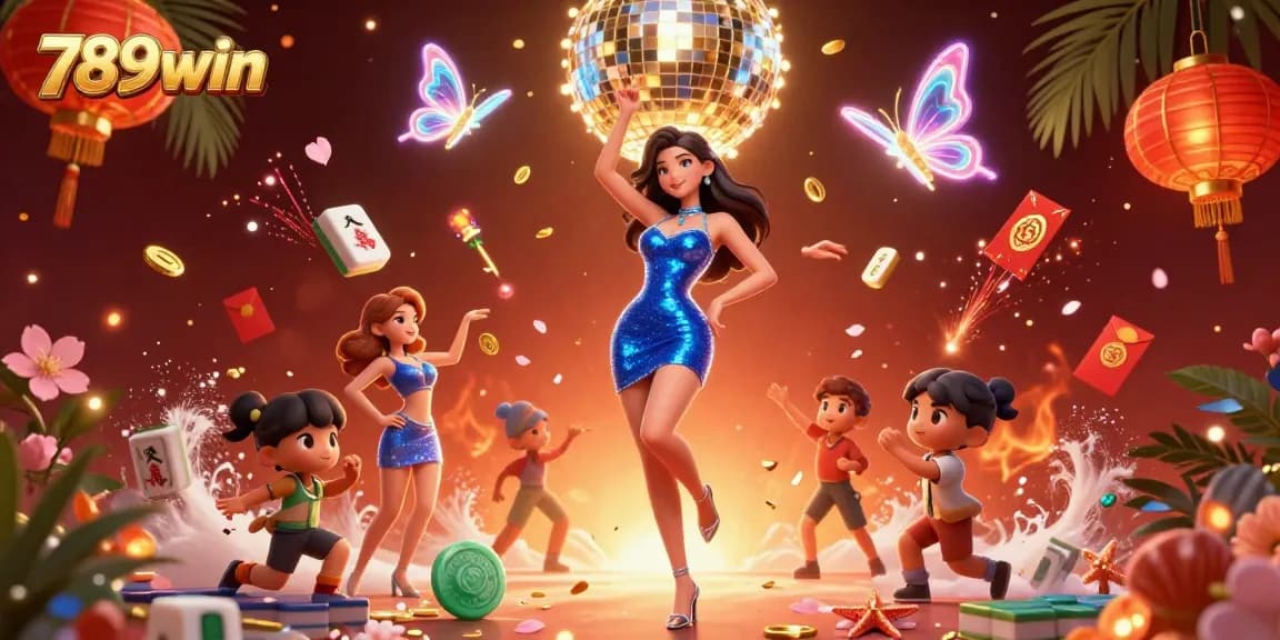 Experience the excitement of 789win with a glamorous 3D illustration of live casino action and vibrant gaming elements.