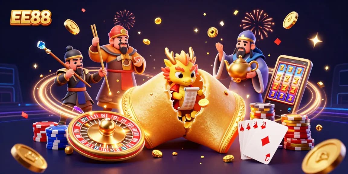 EE88 delivers thrilling wins with golden rewards in a vibrant casino scene.