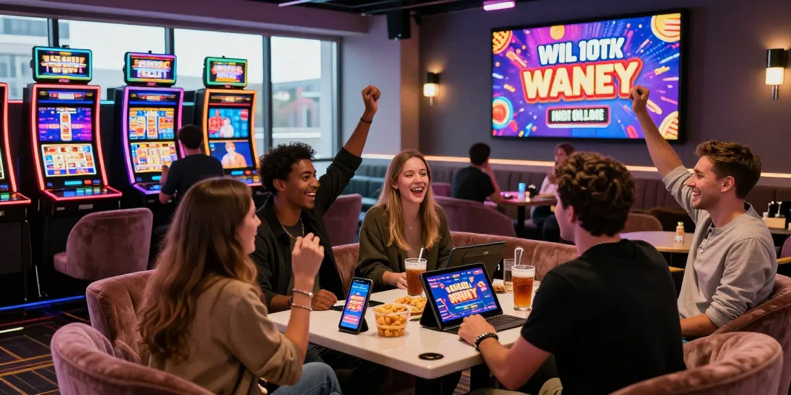 Celebrating wins at a modern online casino showcasing https://ibn.org.uk bonuses and vibrant gameplay in a social atmosphere.