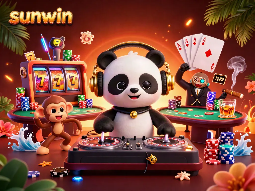 Experience excitement at sunwin with vibrant characters enjoying casino games!