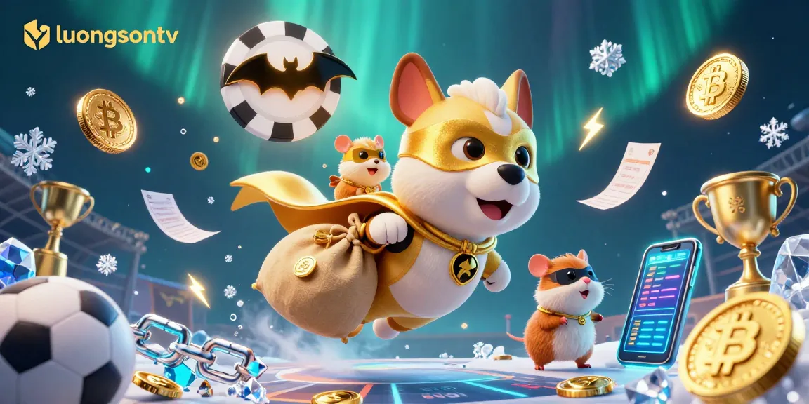 Engage with luongsontv featuring a heroic dog and hamster in a lively sports betting scene.