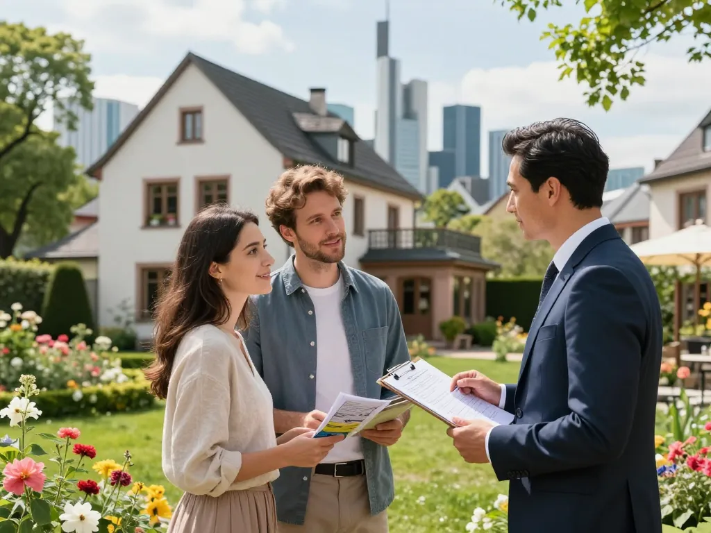 Immobilienmakler Frankfurt Sachsenhausen unterstützt Kunden in einer charmanten Immobilie mit lebhaften Gärten und klassischer Architektur.