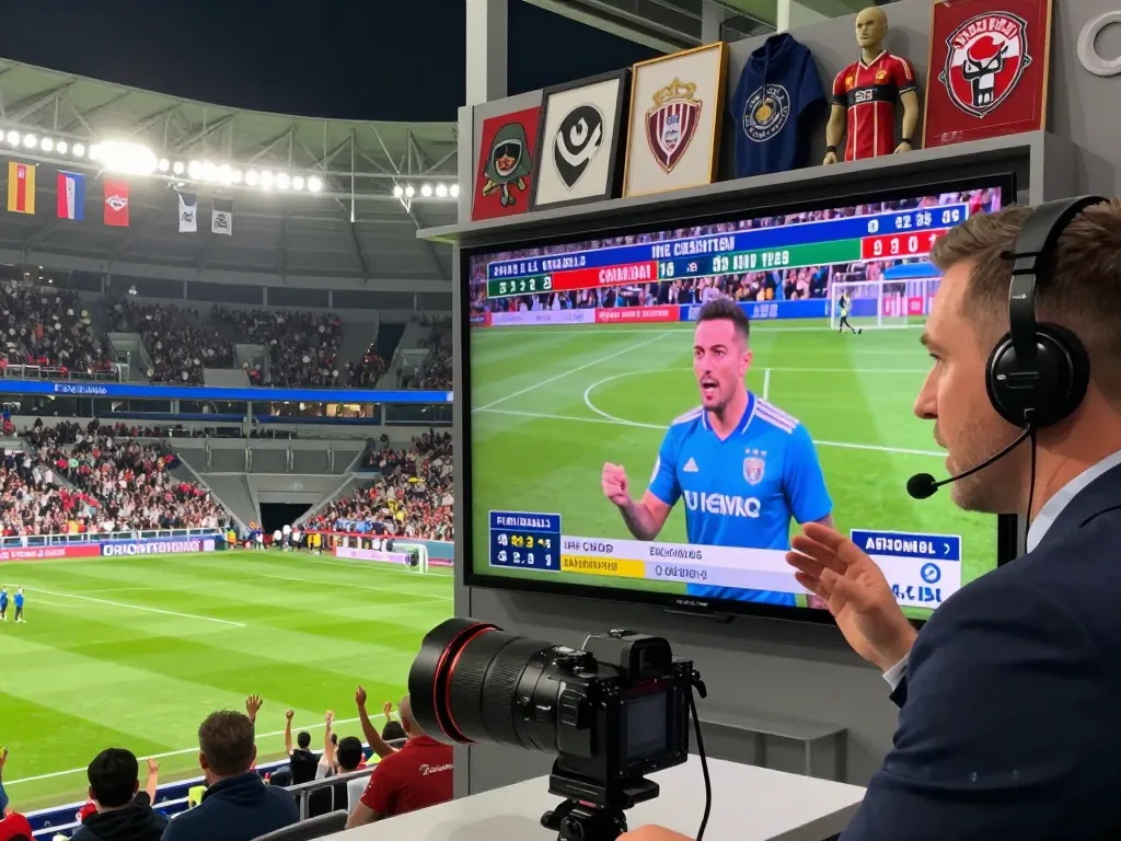 Live football commentary at CàkhịaTV showcasing game statistics and vibrant stadium atmosphere.