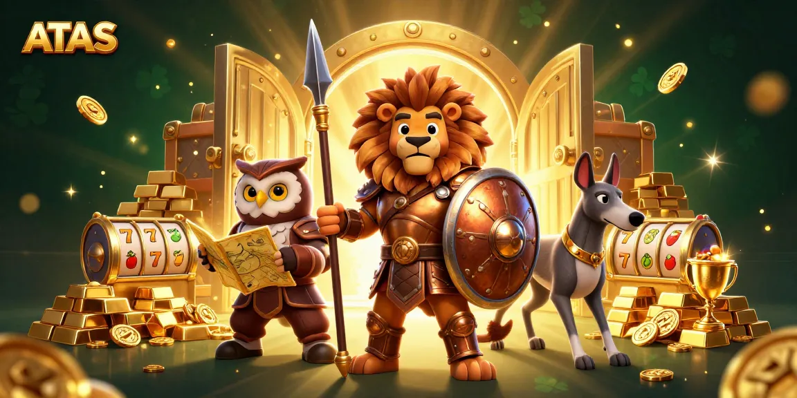 ATAS Casino offers vivid gaming experiences with golden treasures and exciting slot reels.