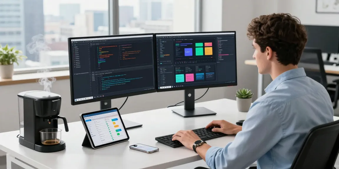 Workspace of a developer at teiegramin.com showcasing coding and creativity.