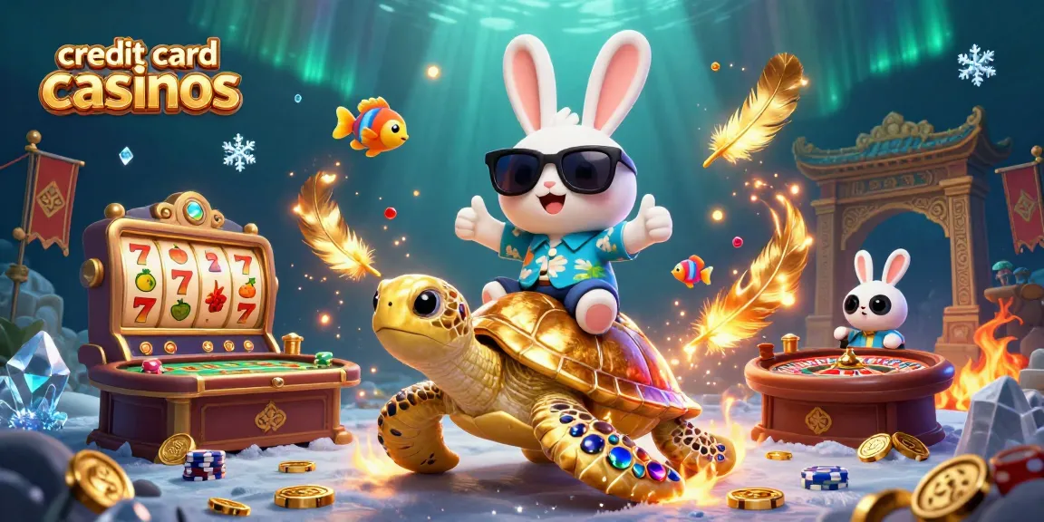 Engage at credit card casinos with fun characters in a dynamic casino-themed scene.