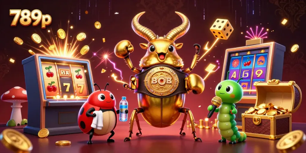 Experience thrilling wins at 789p with dynamic casino elements and engaging characters in a vibrant scene.