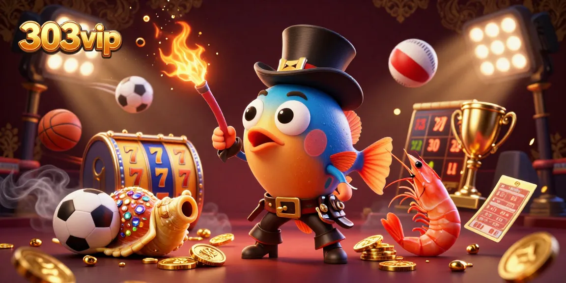 Engage with 303vip's thrilling casino scene featuring dynamic characters and slot game elements.