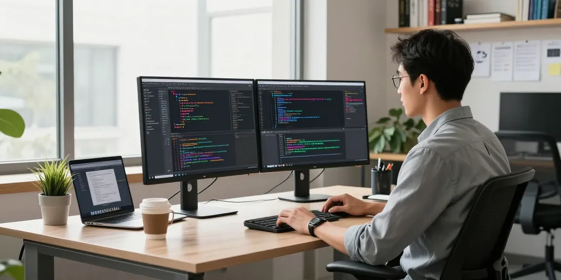Developer using Snipaste for efficient coding in a modern workspace.