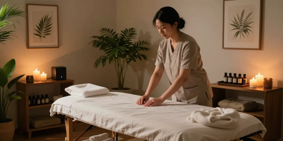 종로출장안마: Relaxation therapy massage set with aromatic candles and calming room.