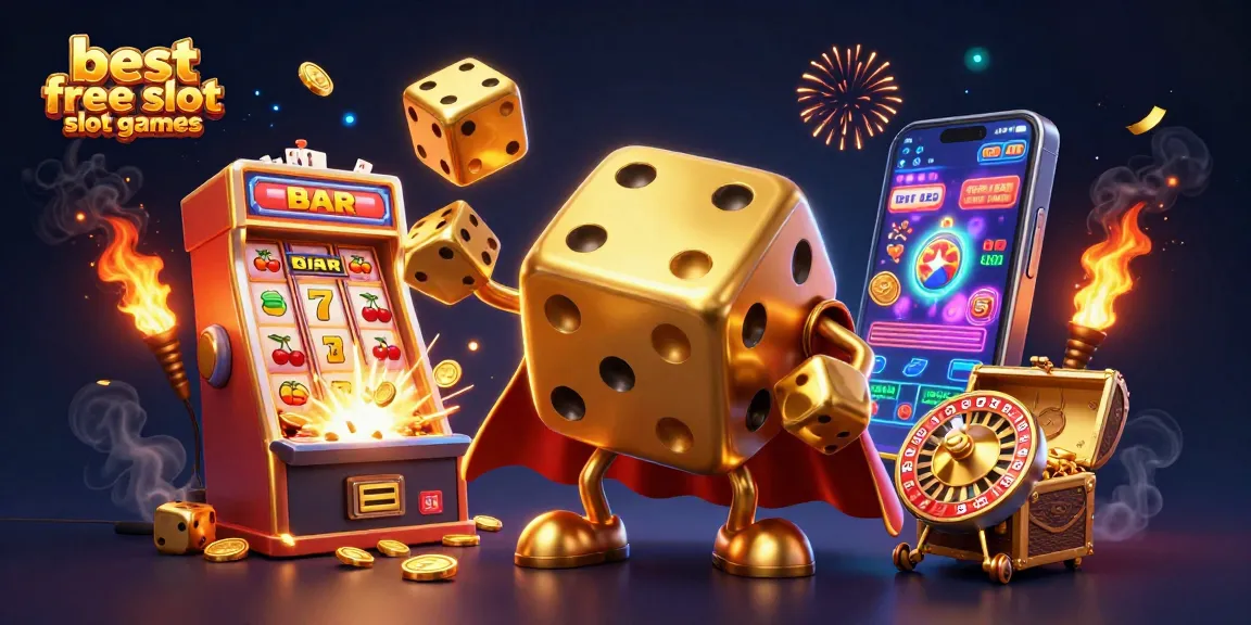 Experience the excitement of the best free slot games with a vibrant casino-themed illustration.