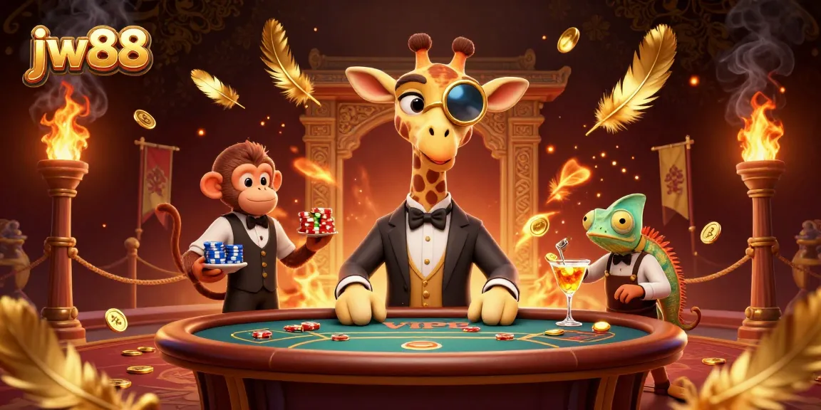 Experience thrilling gameplay with jw88 at a vibrant casino scene featuring unique characters.