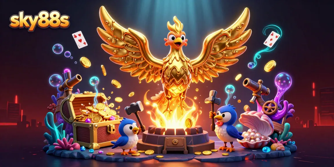 Feel the thrill of winning at sky88s with a golden phoenix and underwater treasures bursting with diamonds!