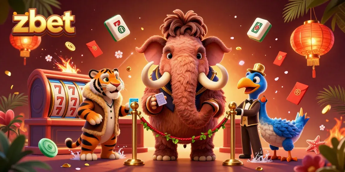 Engage in the thrilling world of zbet with dynamic visuals of a vibrant casino scene featuring unique characters and gaming elements.