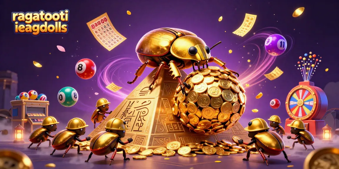 Experience excitement with ragatootieragdolls as the golden beetle rolls coins and lottery balls fly.