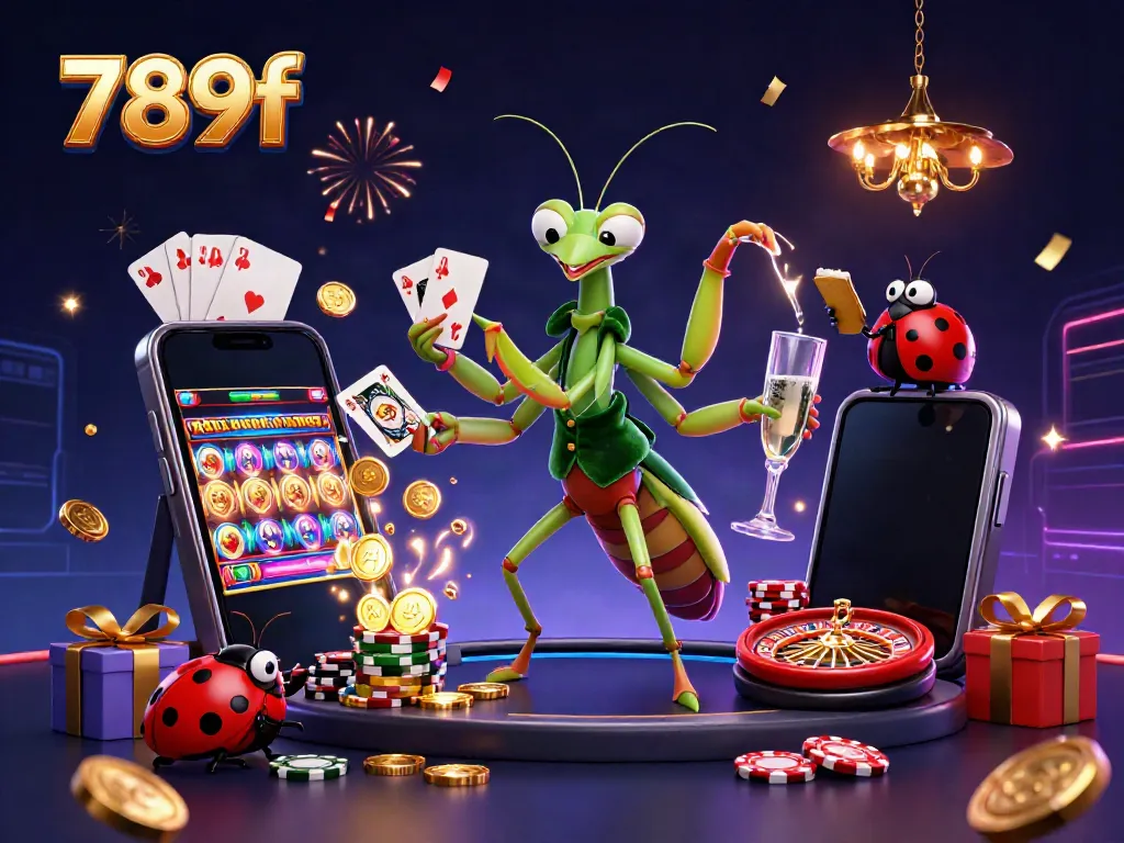 Experience thrilling wins at 789f with a vibrant casino scene featuring card games and gold coins.