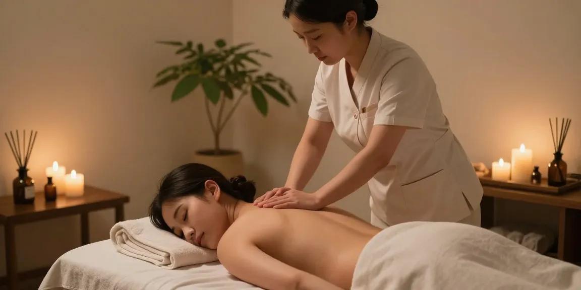 Enjoying 마포출장마사지 in a tranquil atmosphere with a professional Korean therapist.