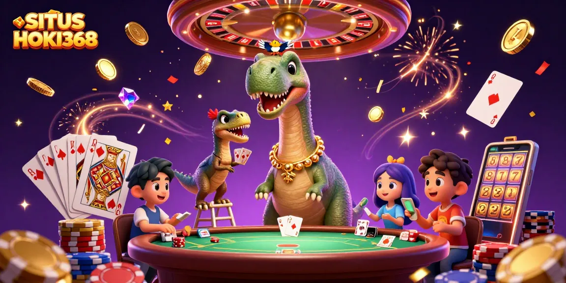 Experience the excitement of SITUS HOKI368 with vibrant casino elements and dynamic characters.